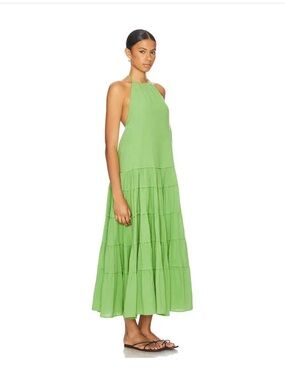Free People Somewhere Sunny Halter Tiered Maxi Dress - Lime Green Size M